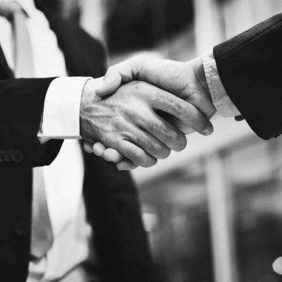 A closeup of a business handshake